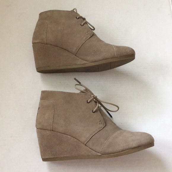 Toms Shoes - TOMS Desert wedge suede taupe booties